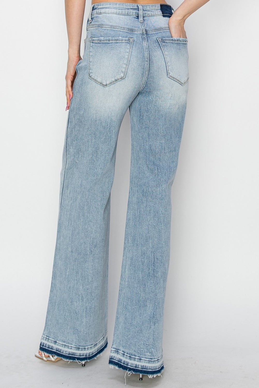 RISENLight Wash High Rise Wide Leg Jeans