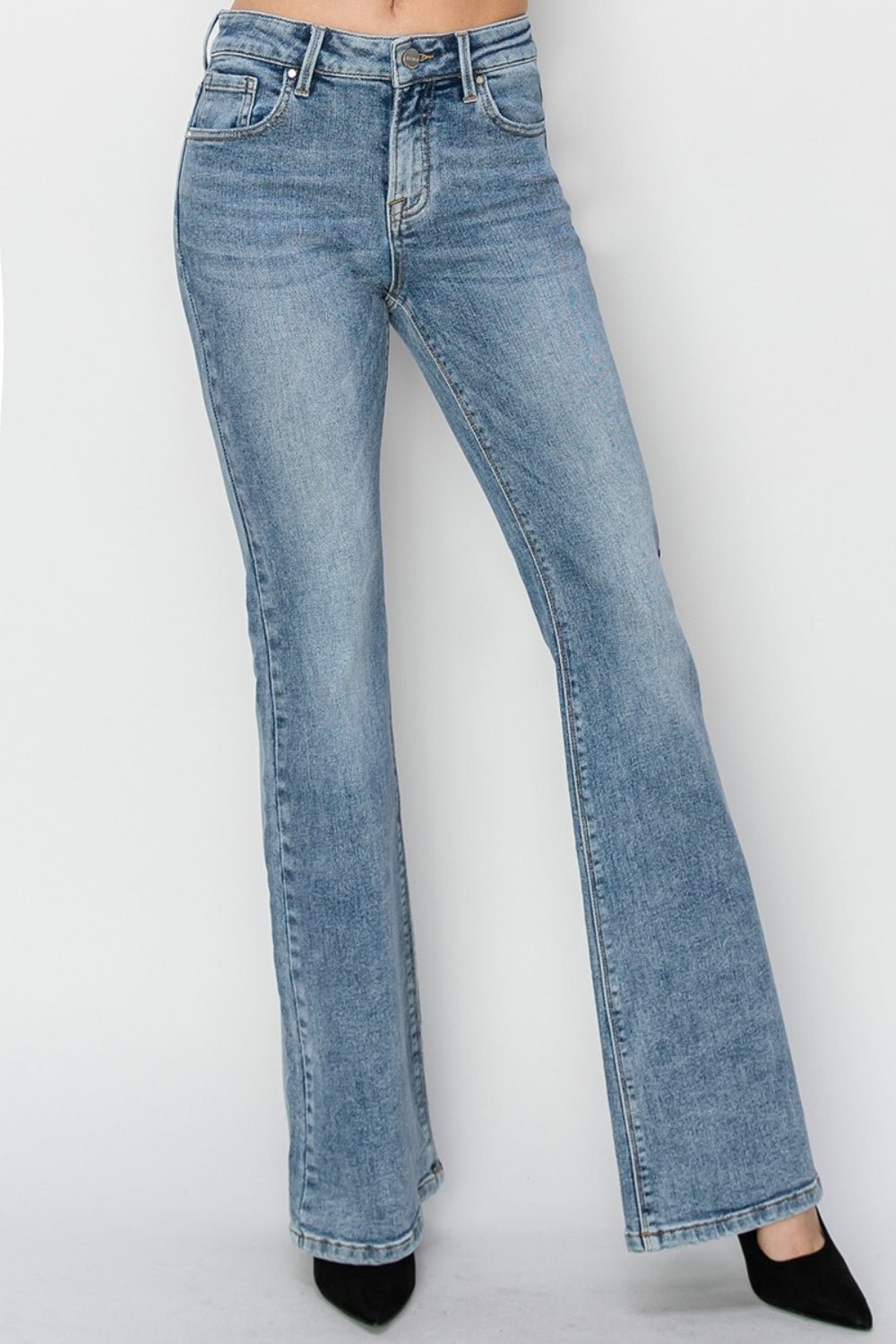 RISENMedium Wash Mid Rise Bootcut Jeans