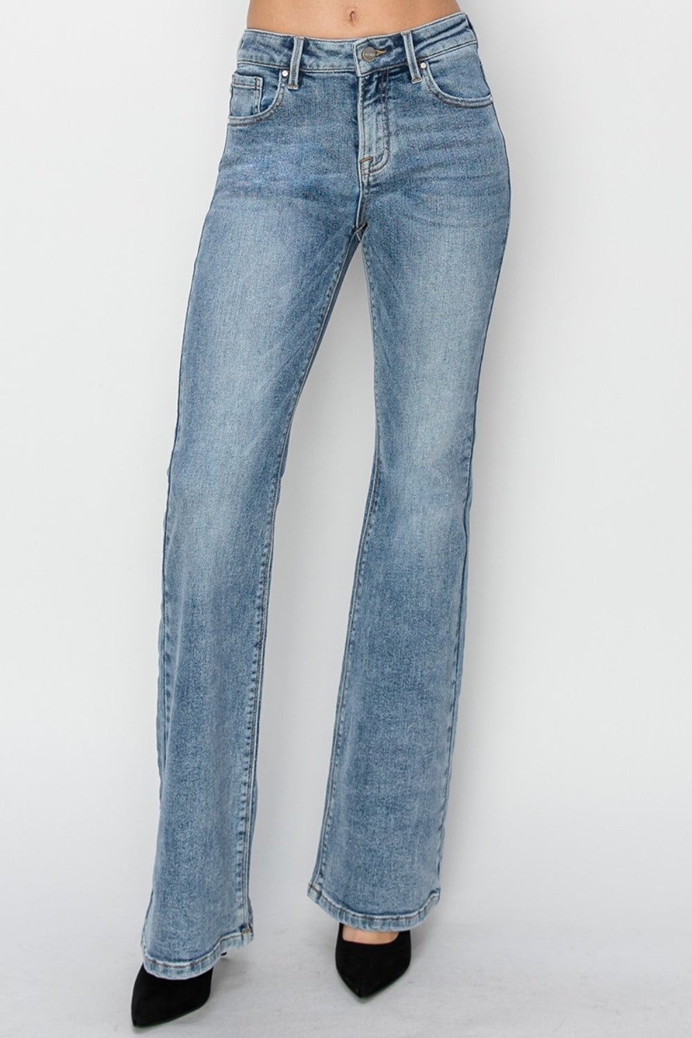 RISENMedium Wash Mid Rise Bootcut Jeans