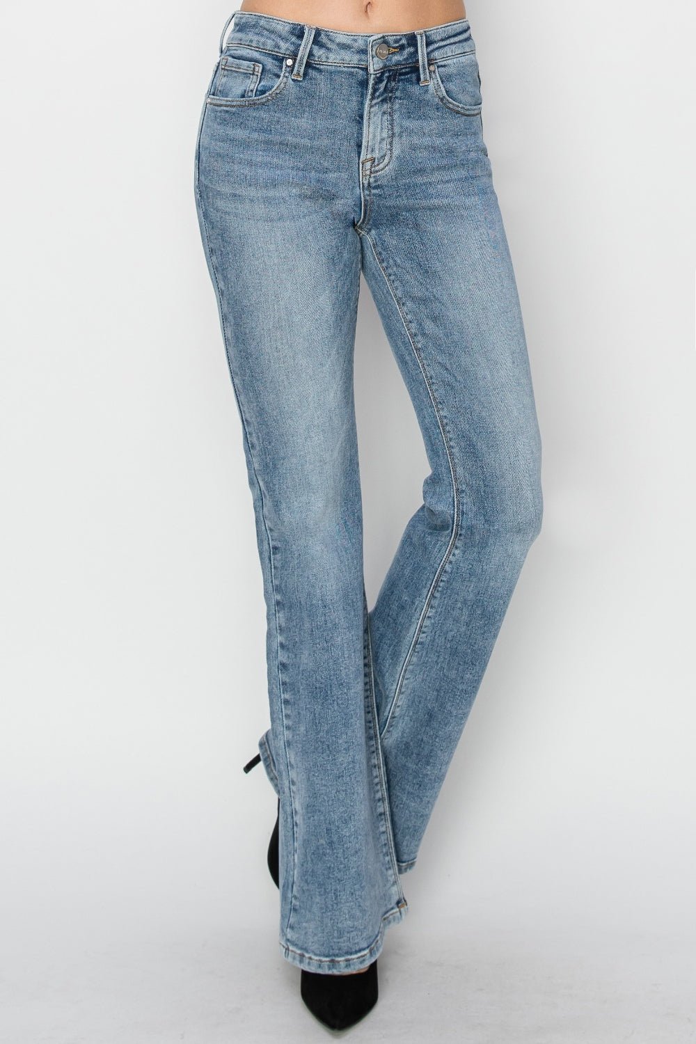 RISENMedium Wash Mid Rise Bootcut Jeans