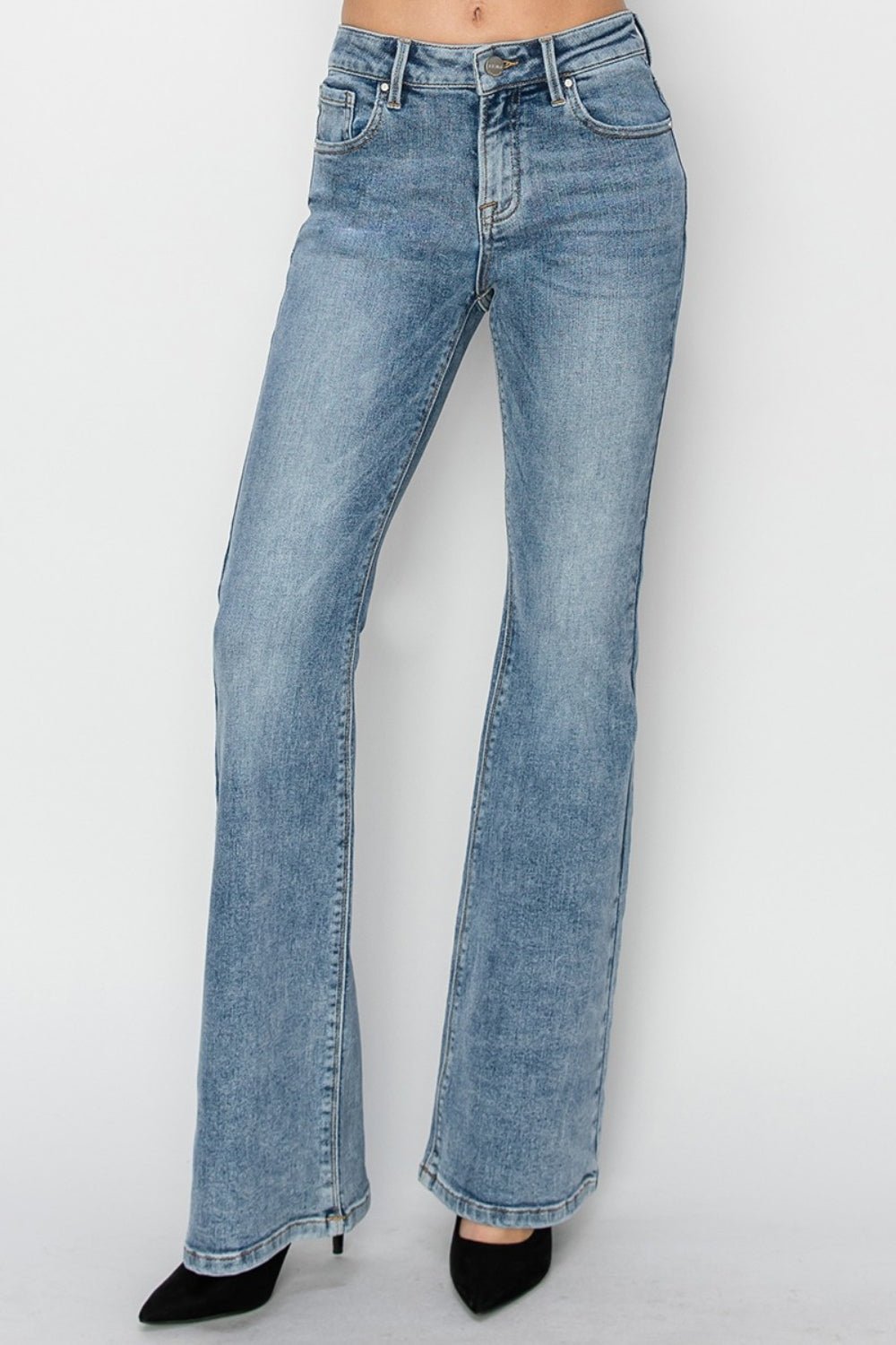 RISENMedium Wash Mid Rise Bootcut Jeans