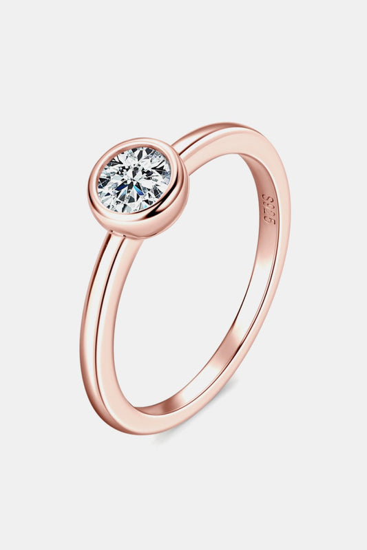 Rose Gold Inlaid Moissanite Solitaire RingRingBeach Rose Co.
