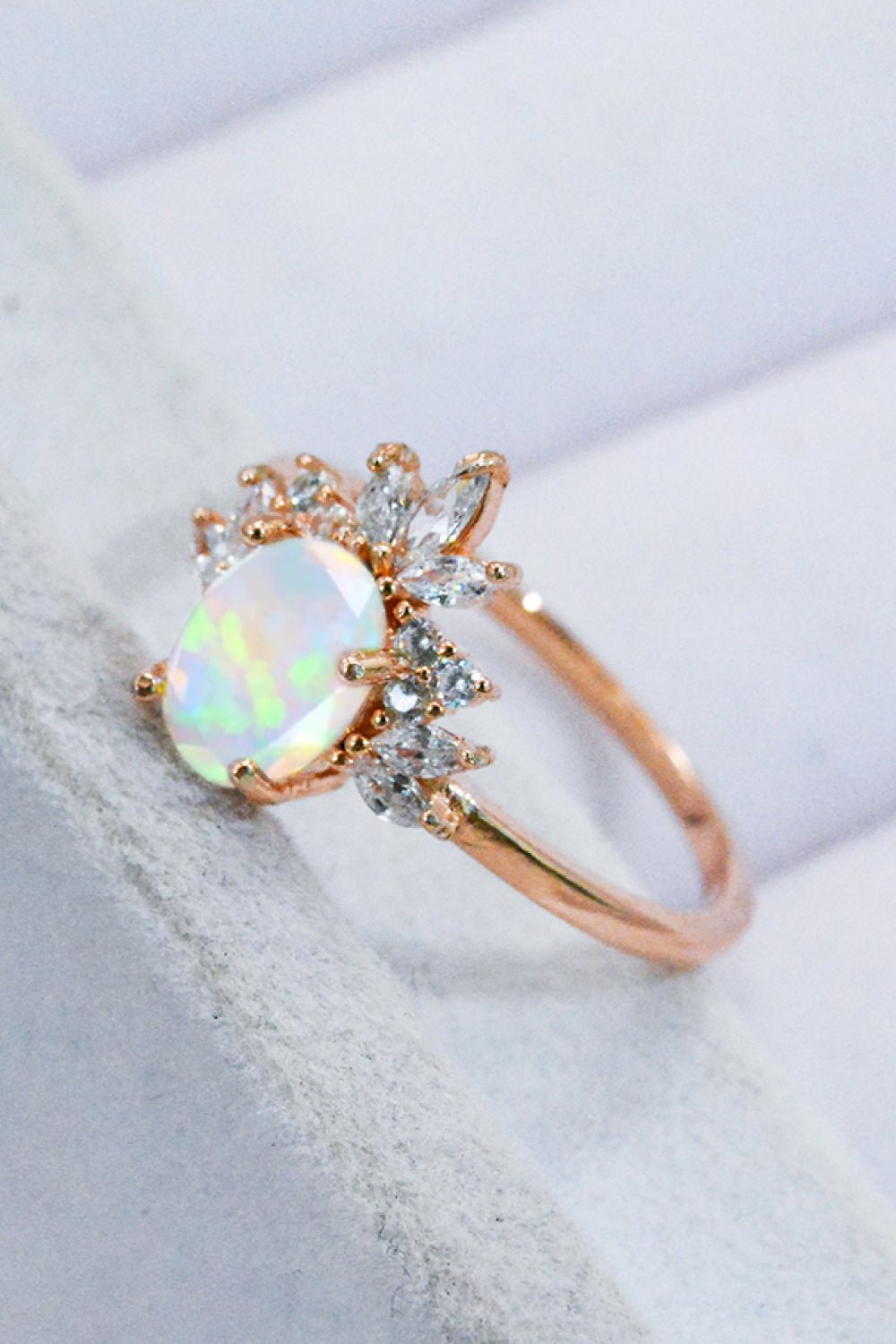 Rose Gold Oval Opal RingRingBeach Rose Co.