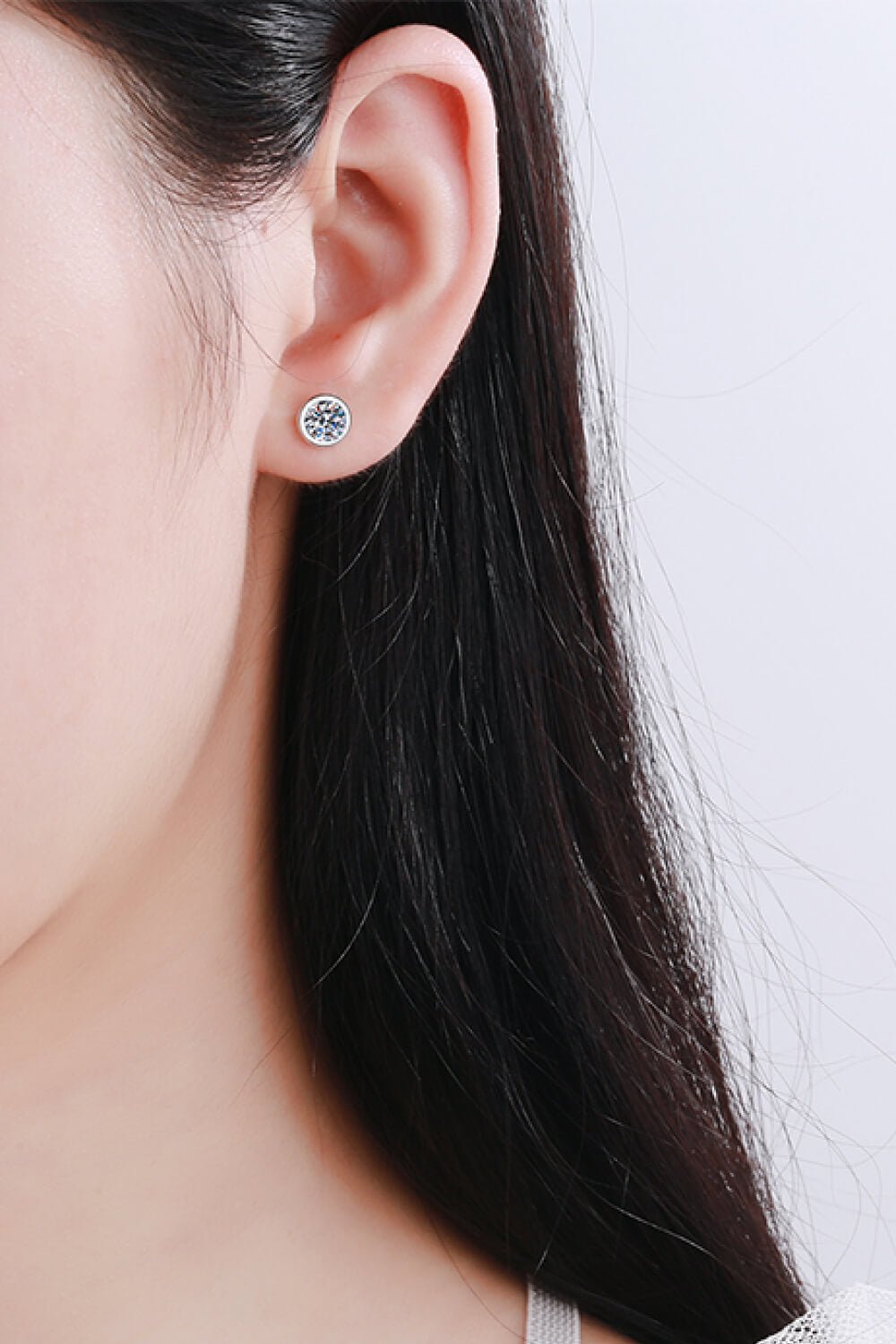 Round Moissanite Silver Stud EarringsEarringsBeach Rose Co.