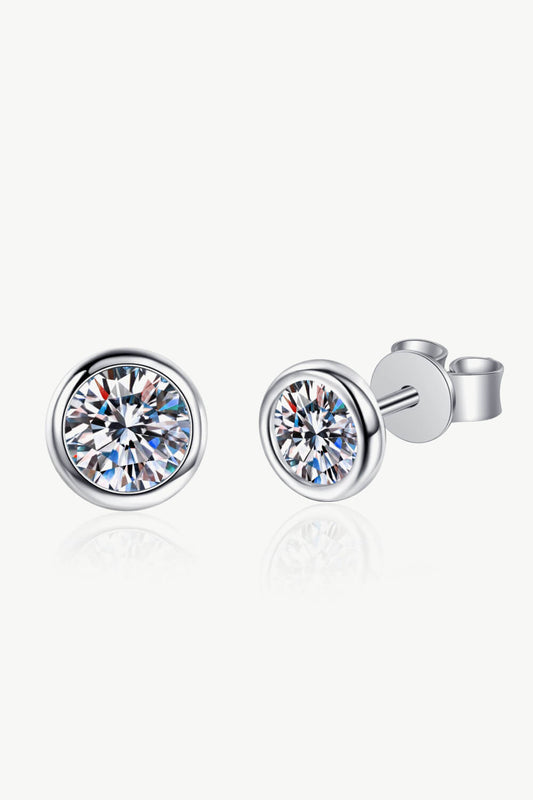 Round Moissanite Silver Stud EarringsEarringsBeach Rose Co.