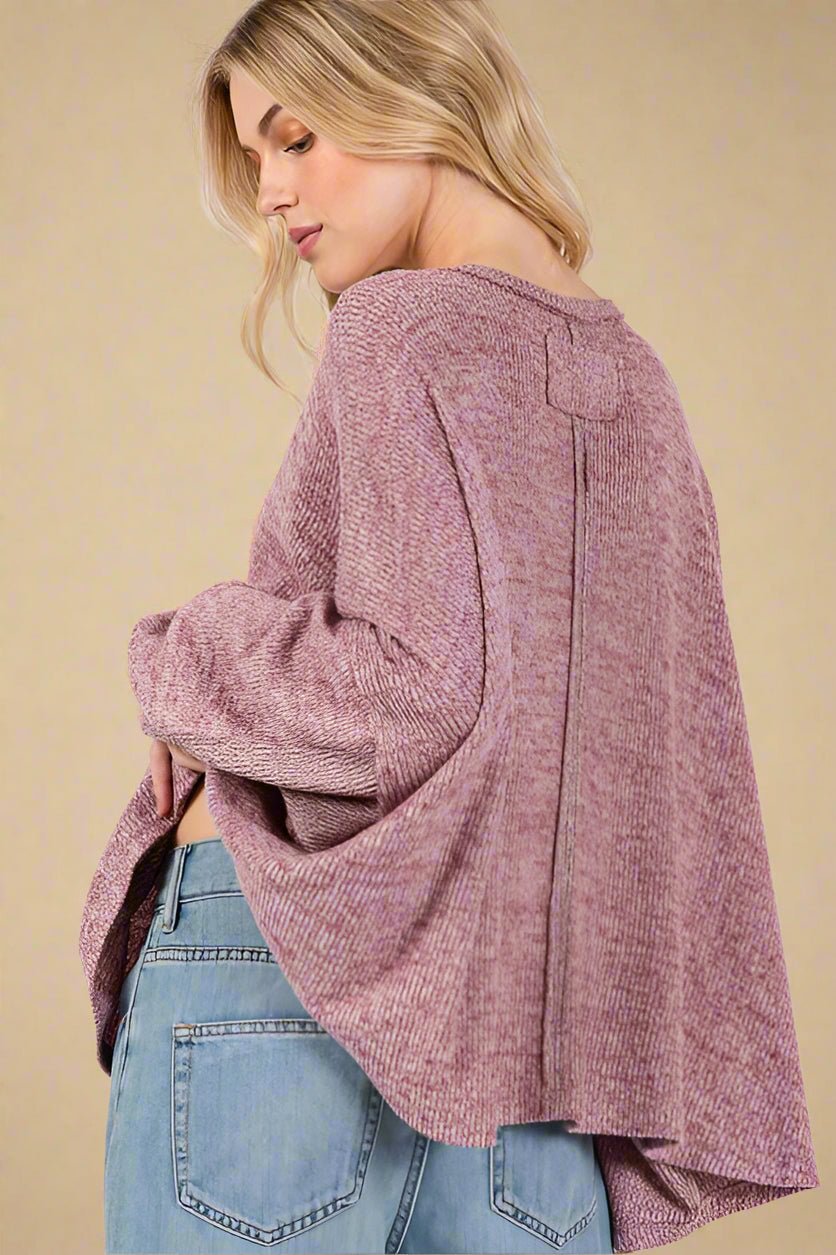 SAGE+FIG - Batwing Sleeve Oversized Top in Mulberry