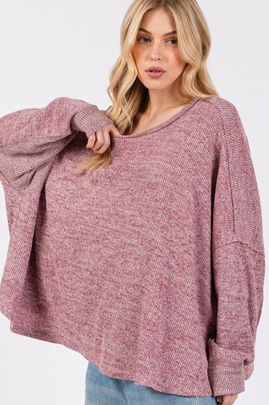 SAGE+FIG - Batwing Sleeve Oversized Top in Mulberry