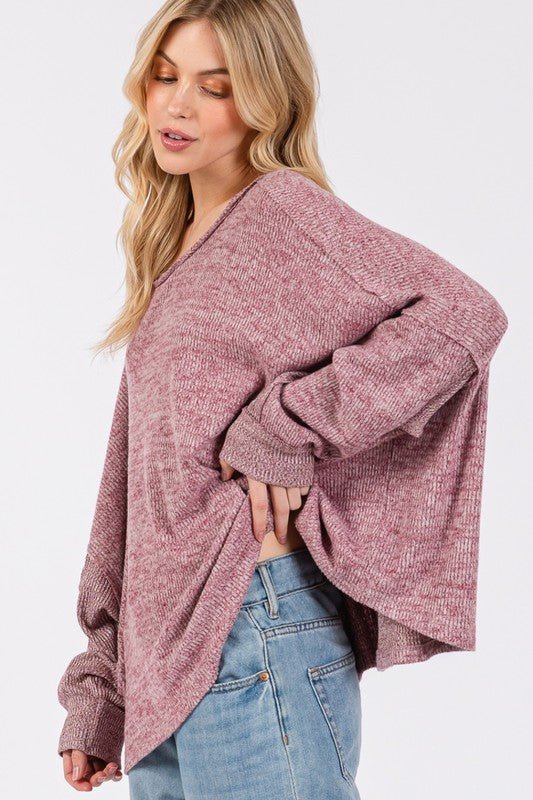 SAGE+FIG - Batwing Sleeve Oversized Top in Mulberry