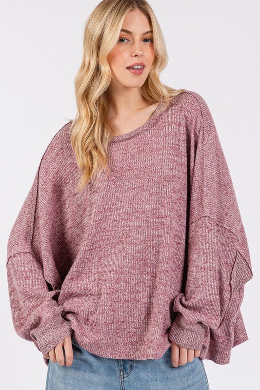 SAGE+FIG - Batwing Sleeve Oversized Top in Mulberry