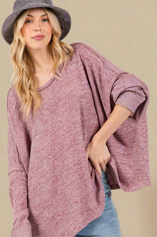 SAGE+FIG - Batwing Sleeve Oversized Top in Mulberry