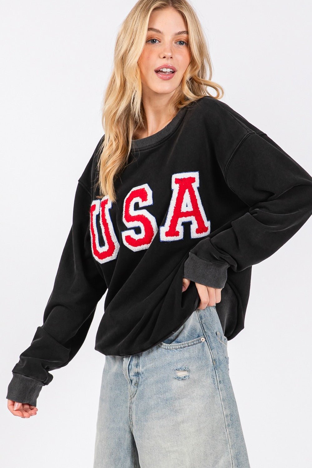 SAGE+FIG - Black USA Patch Sweatshirt