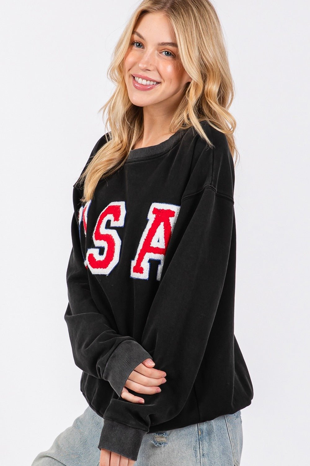 SAGE+FIG - Black USA Patch Sweatshirt