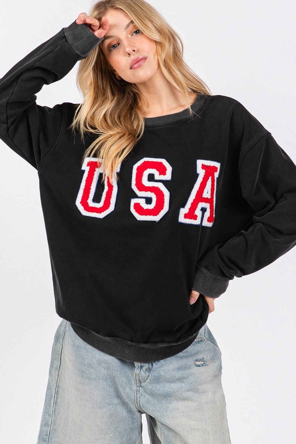 SAGE+FIG - Black USA Patch Sweatshirt