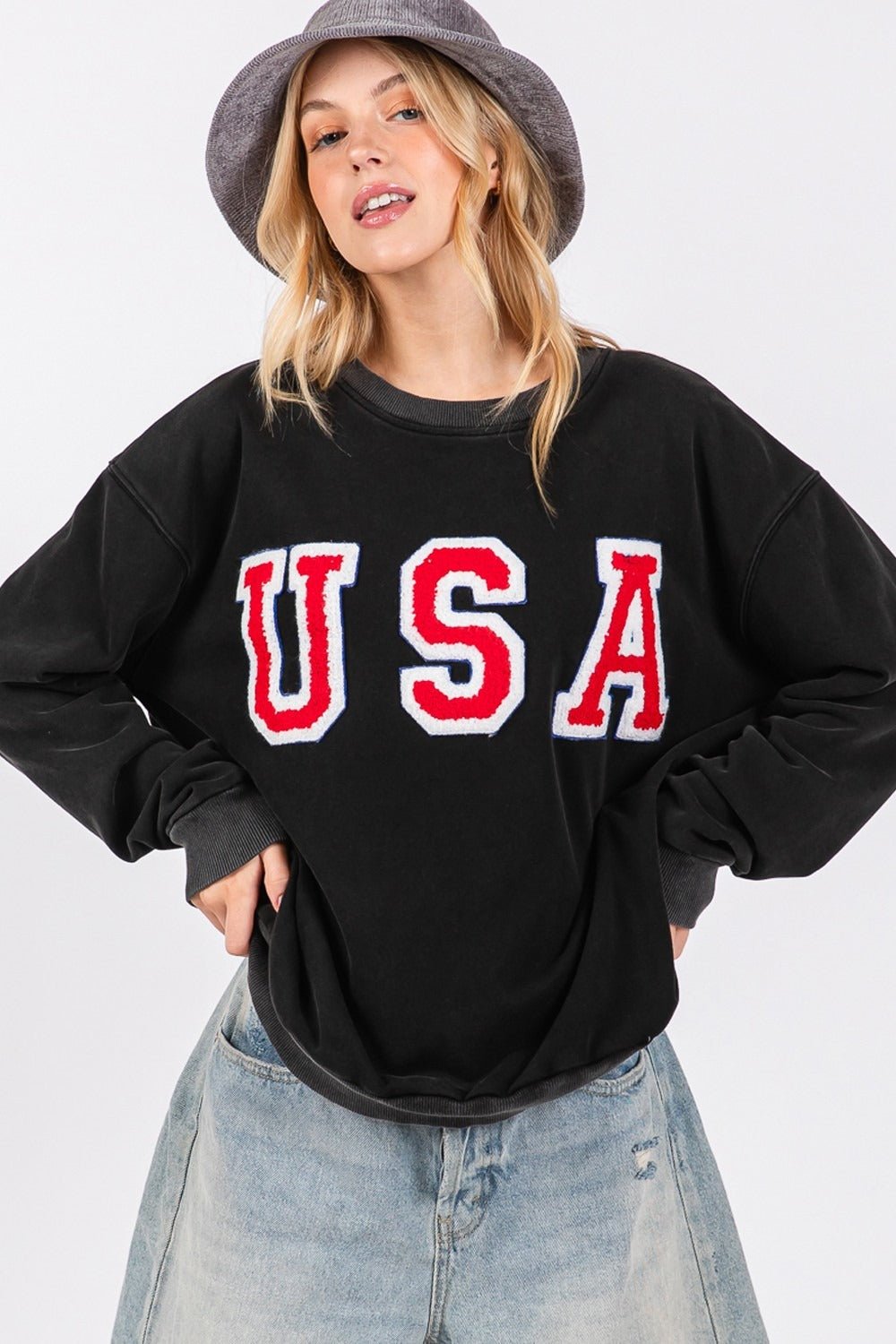 SAGE+FIG - Black USA Patch Sweatshirt