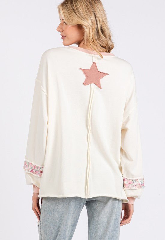 SAGE+FIG - Blush Pink Peace & Star Patch Sweatshirt