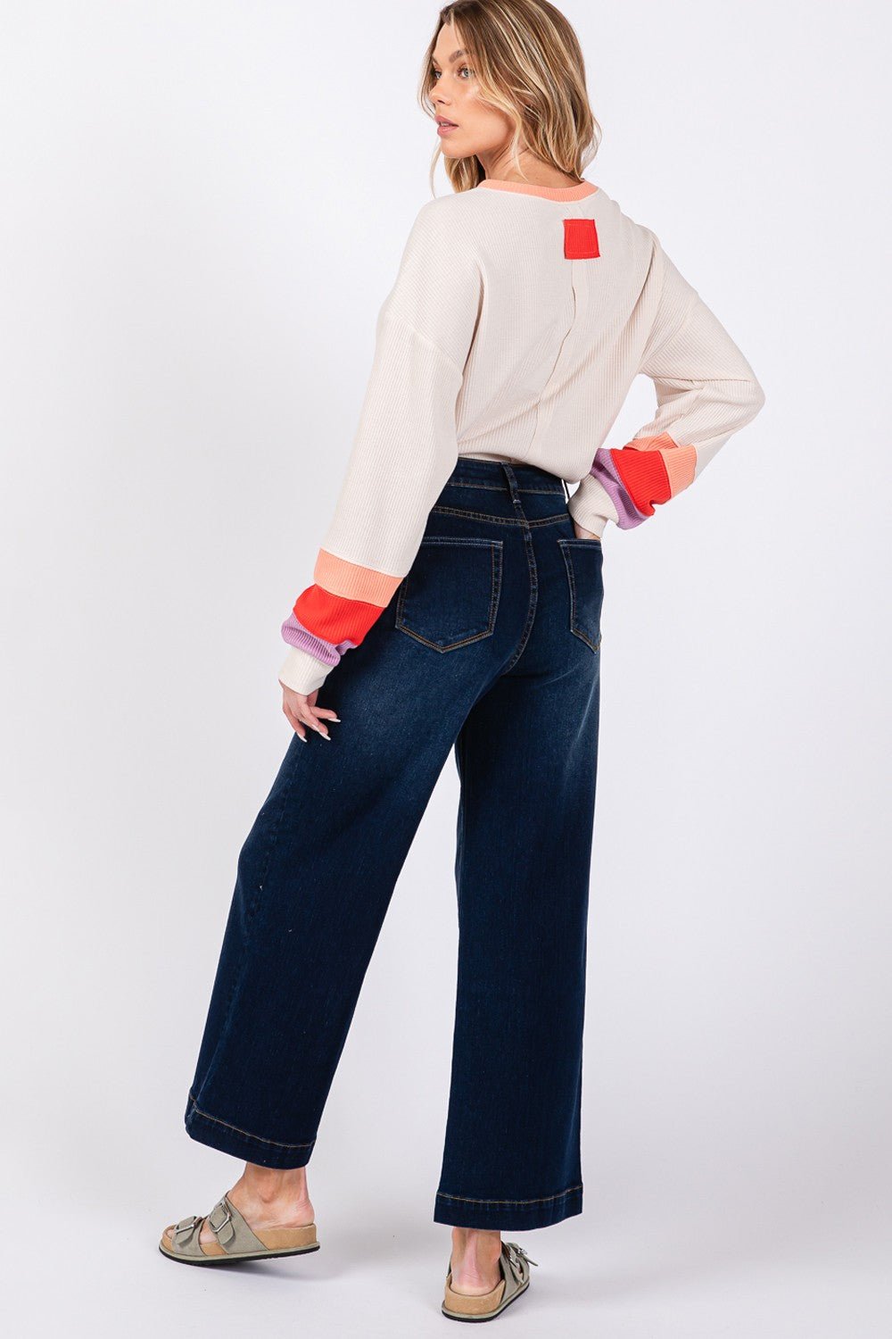 SAGE+FIG - Denim Blue High Waist Wide Leg Jeans