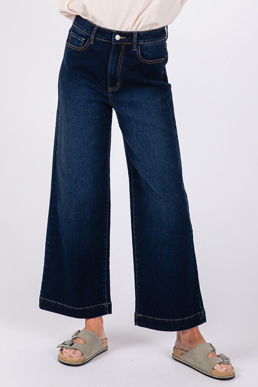 SAGE+FIG - Denim Blue High Waist Wide Leg Jeans