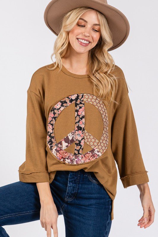 SAGE+FIG - Floral Peace Patch Top in Caramel