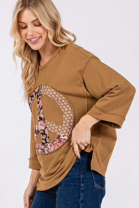 SAGE+FIG - Floral Peace Patch Top in Caramel