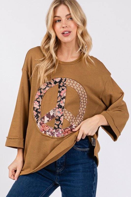 SAGE+FIG - Floral Peace Patch Top in Caramel