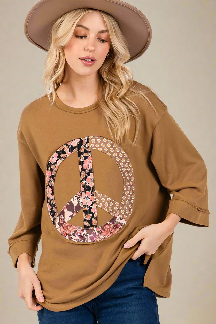 SAGE+FIG - Floral Peace Patch Top in Caramel