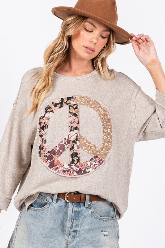 SAGE+FIG - Floral Peace Patch Top in Oatmeal