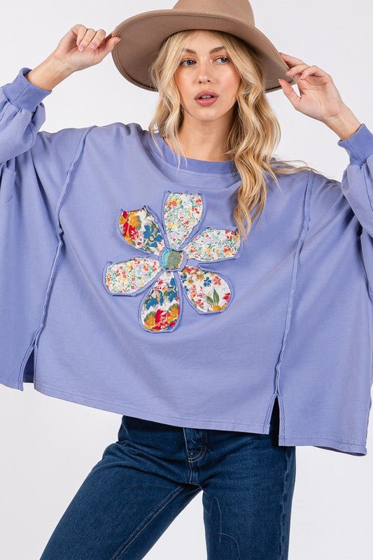 SAGE+FIG - Flower Patch Oversized Top in Periwinkle