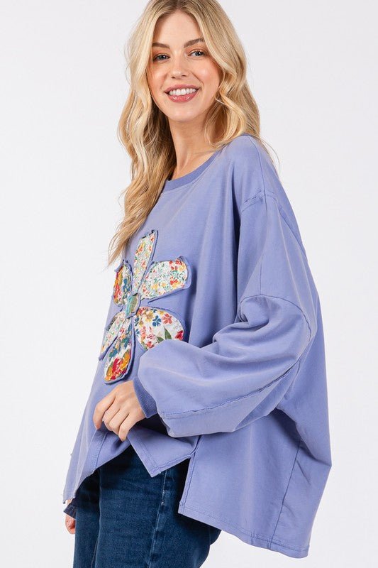 SAGE+FIG - Flower Patch Oversized Top in Periwinkle