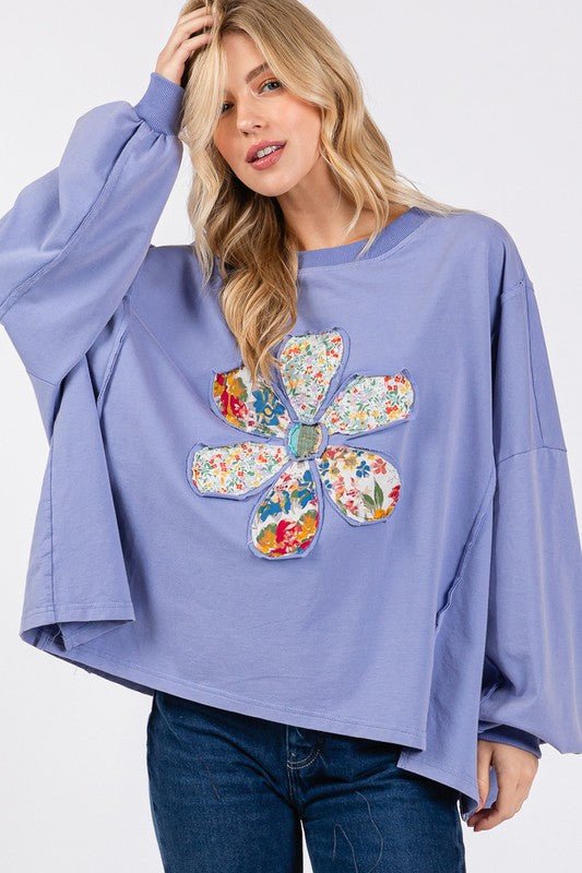 SAGE+FIG - Flower Patch Oversized Top in Periwinkle