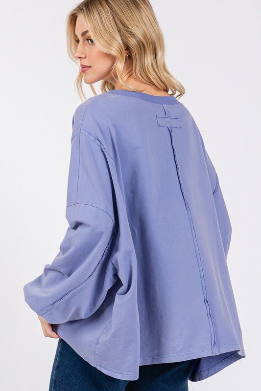 SAGE+FIG - Flower Patch Oversized Top in Periwinkle