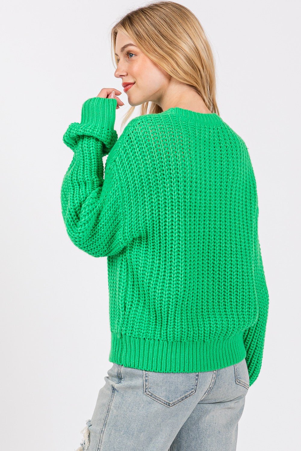 SAGE+FIG - Green Drop Shoulder Sweater