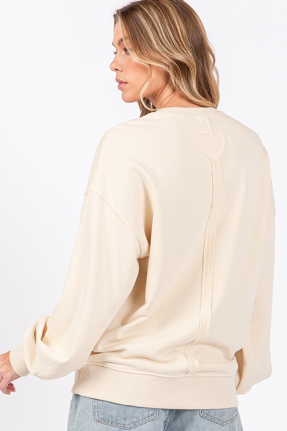 SAGE+FIG - LOVE Graphic Drop Shoulder Sweatshirt in Ivory