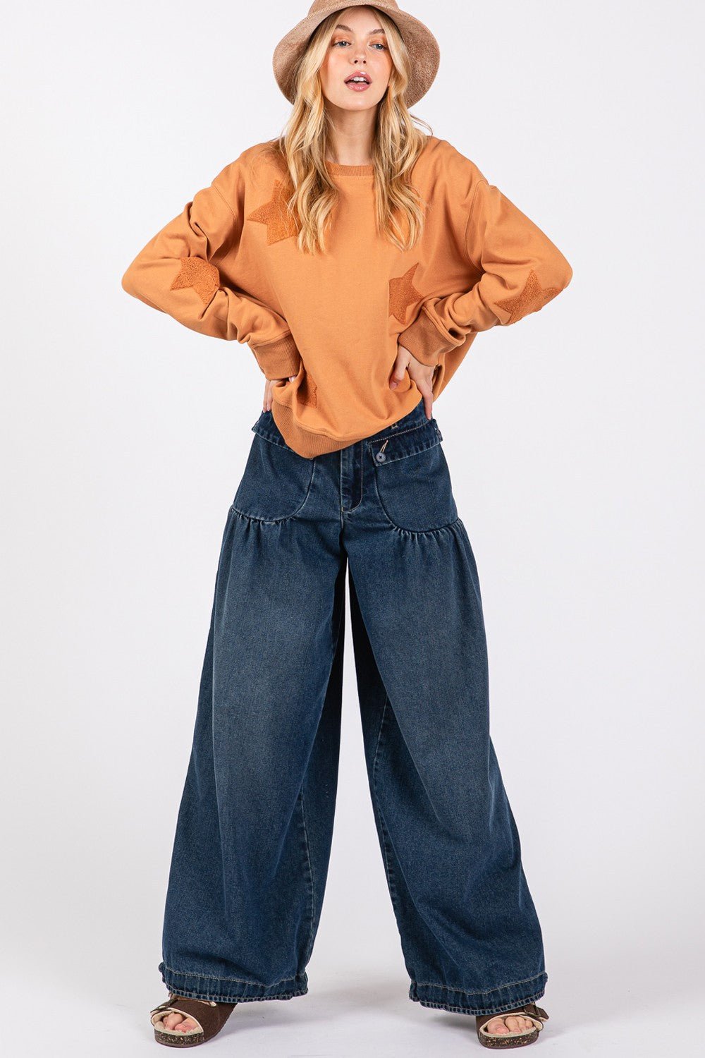 SAGE+FIG - Mid - Rise Wide Leg Cargo Jeans