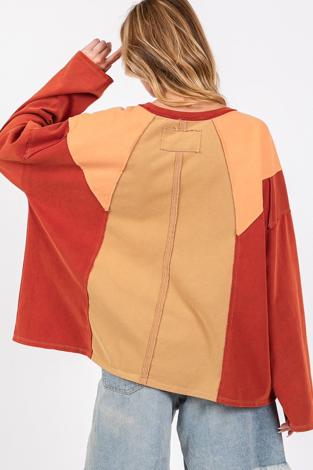 SAGE+FIG - Mineral Wash Color Block Top in Toast