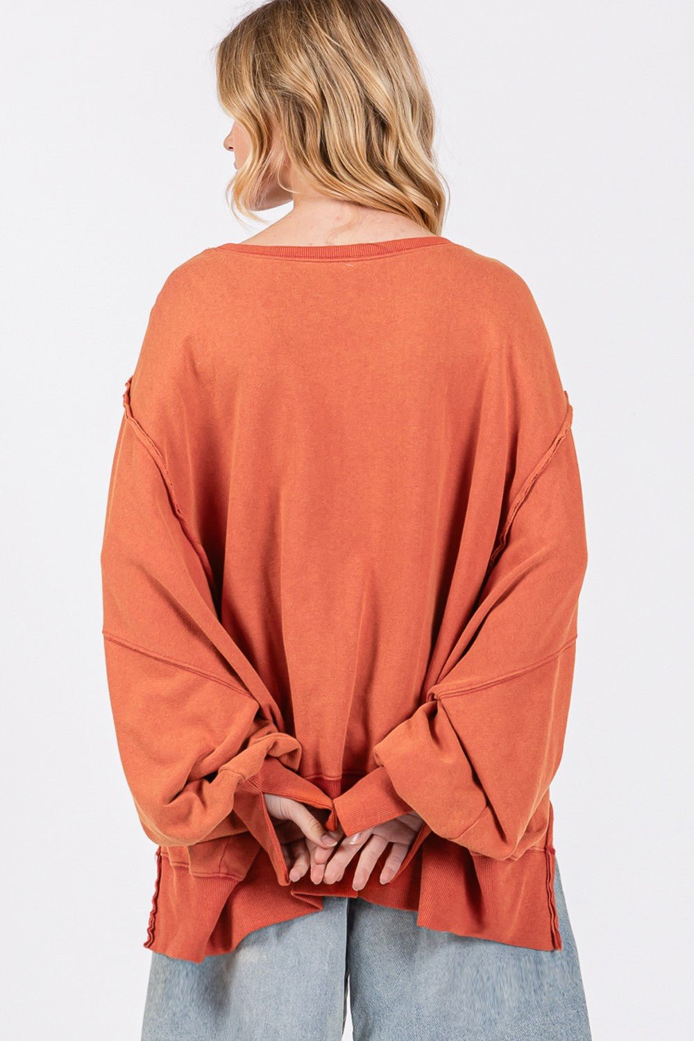 SAGE+FIG - Mineral Wash Oversized Tunic Sweatshirt in Amber