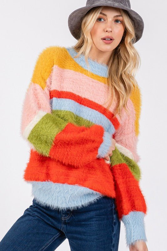 SAGE+FIG - Multicolor Stripes Relaxed Fit Sweater