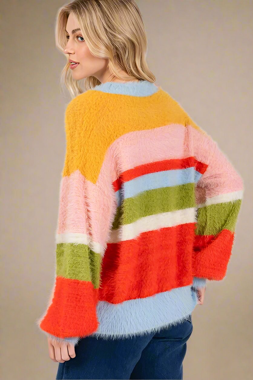 SAGE+FIG - Multicolor Stripes Relaxed Fit Sweater