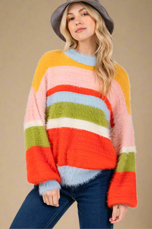 SAGE+FIG - Multicolor Stripes Relaxed Fit Sweater