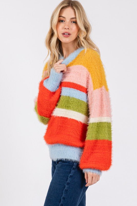 SAGE+FIG - Multicolor Stripes Relaxed Fit Sweater