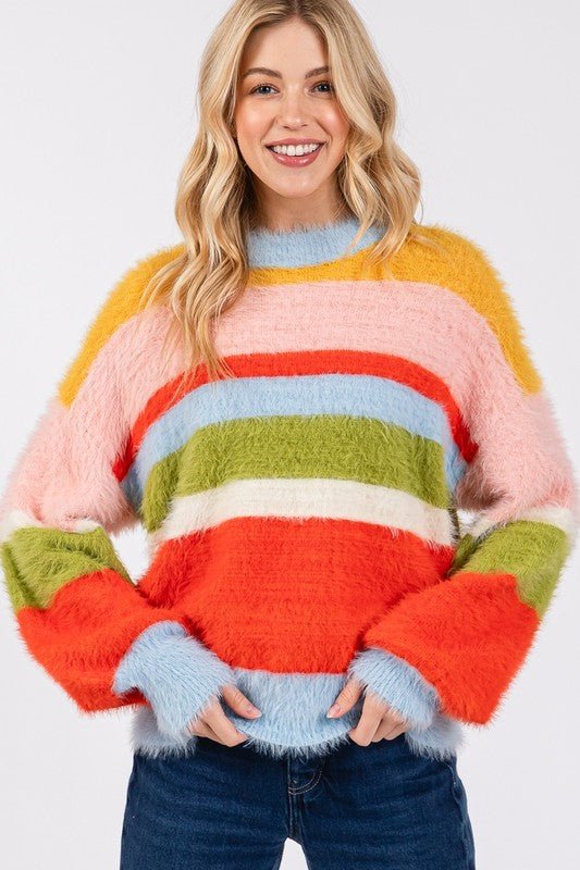 SAGE+FIG - Multicolor Stripes Relaxed Fit Sweater