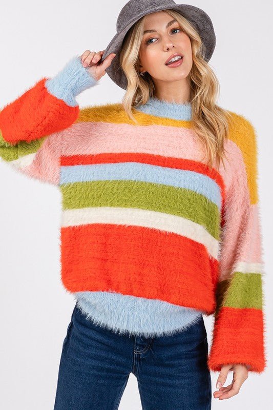 SAGE+FIG - Multicolor Stripes Relaxed Fit Sweater