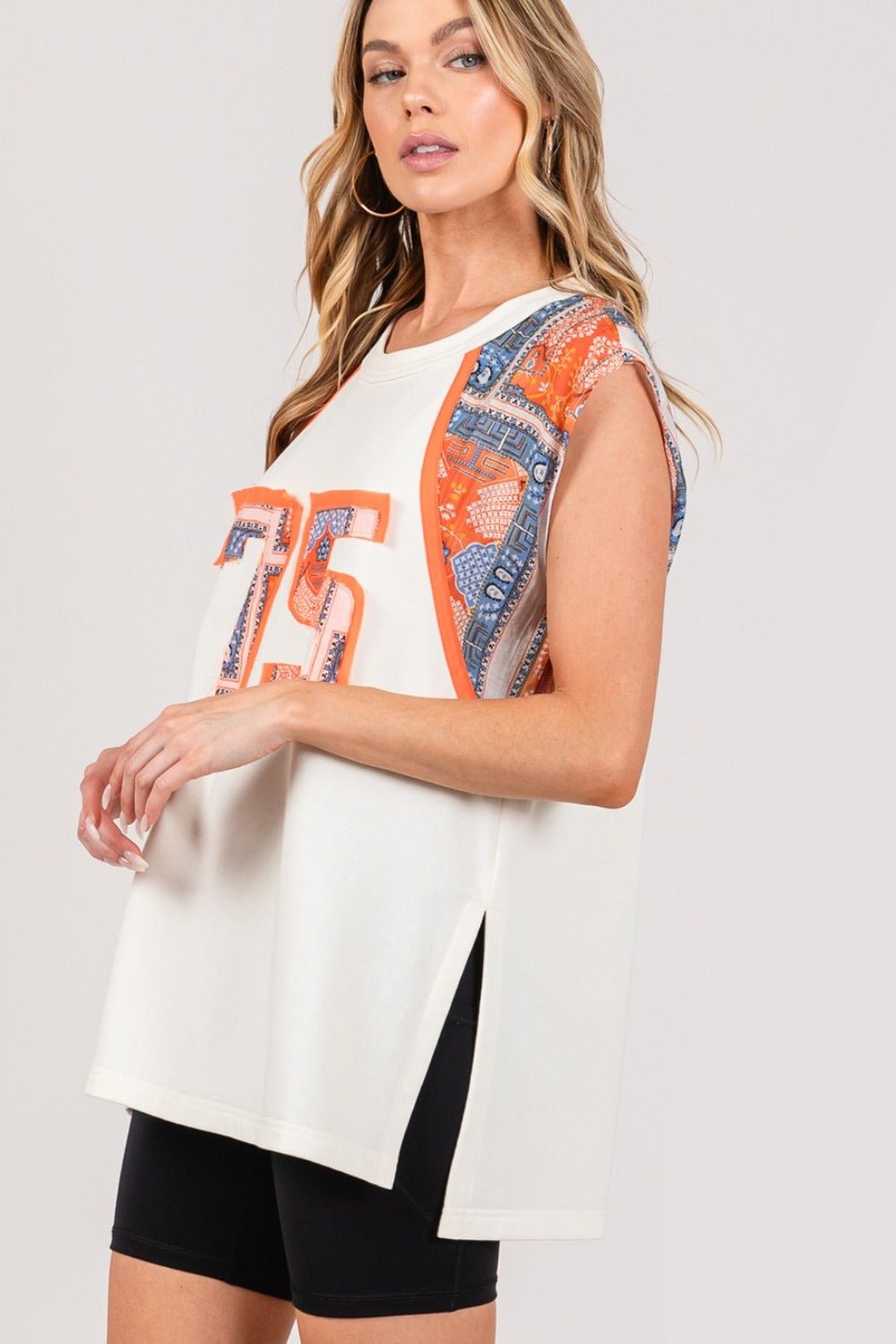 SAGE+FIG - Orange Number 75 Sleeveless Tunic Top