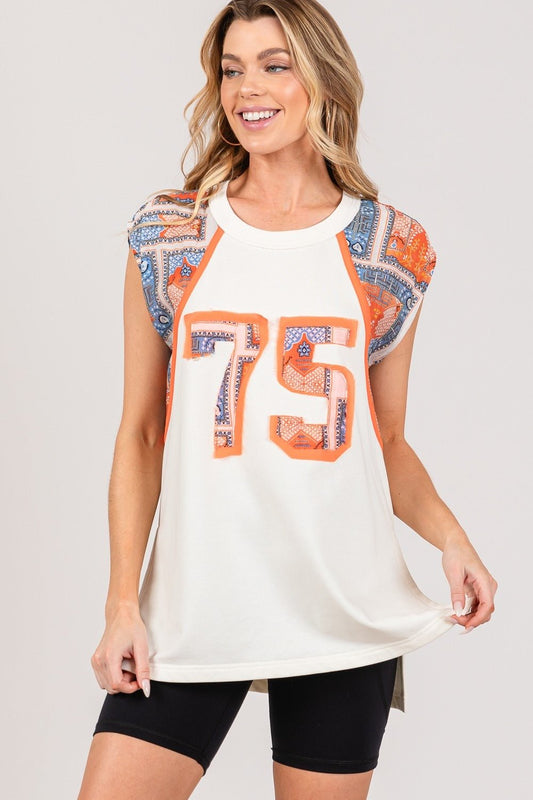 SAGE+FIG - Orange Number 75 Sleeveless Tunic Top