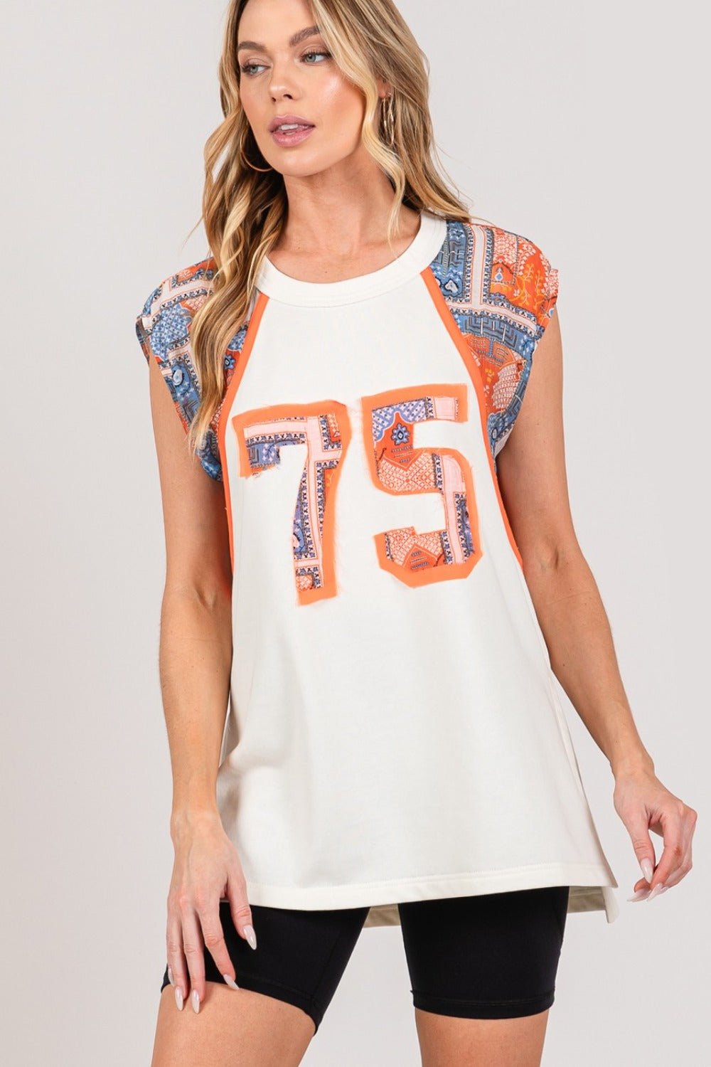 SAGE+FIG - Orange Number 75 Sleeveless Tunic Top