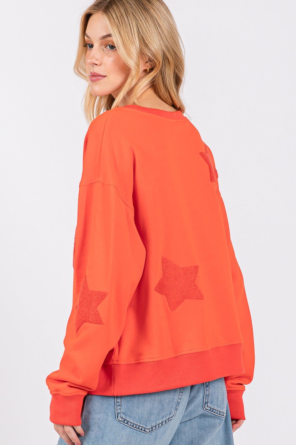 SAGE+FIG - Orange Star Patch Long Sleeve Sweatshirt