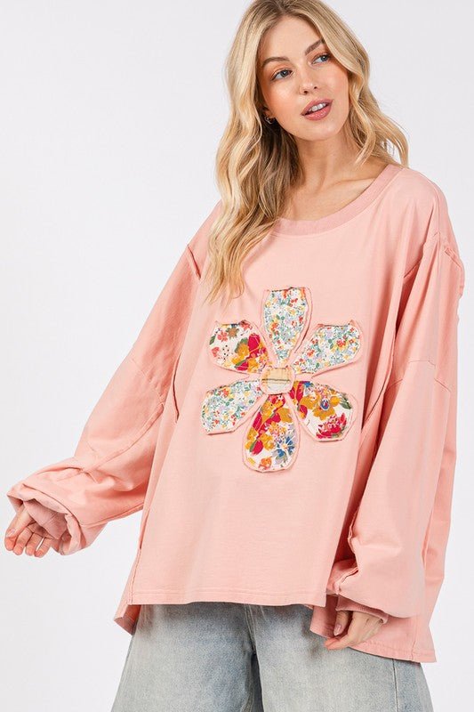 SAGE+FIG - Pink Flower Patch Oversized Top