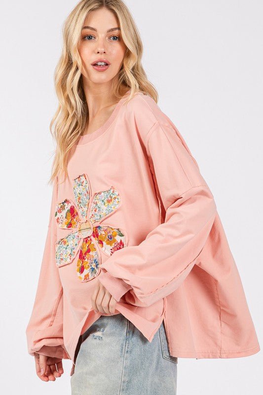 SAGE+FIG - Pink Flower Patch Oversized Top