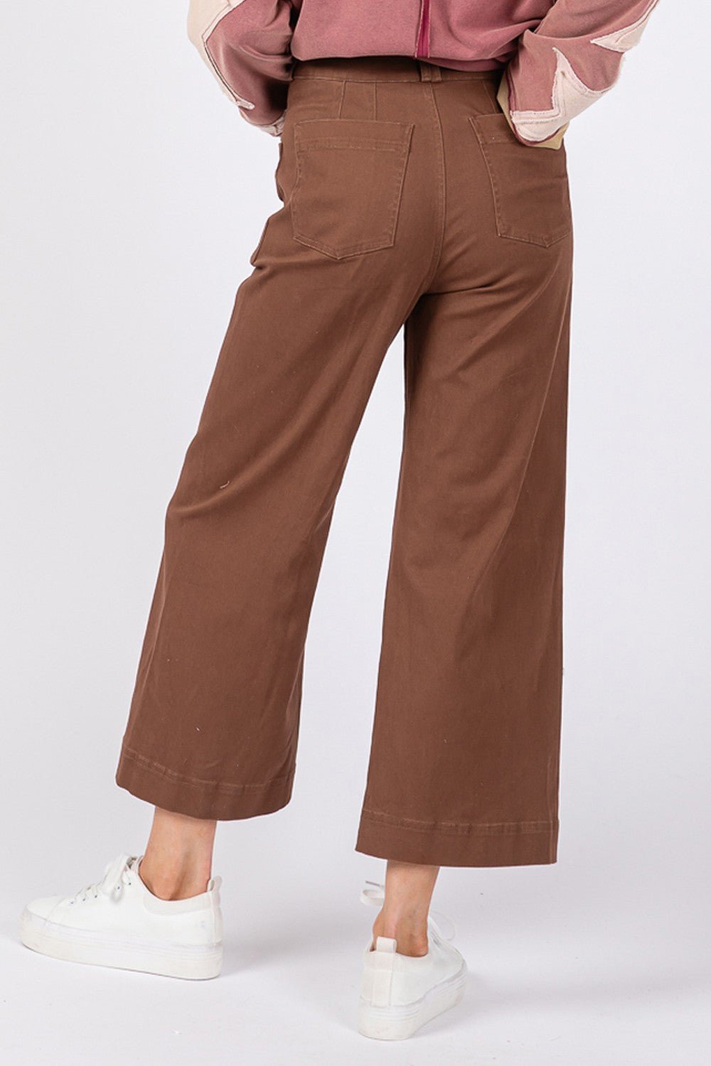 SAGE+FIG - Wide Leg Cropped Pants in Mocha