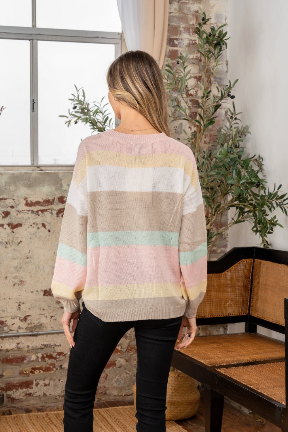 Sew In Love - Color Block Sweater in Blush Taupe