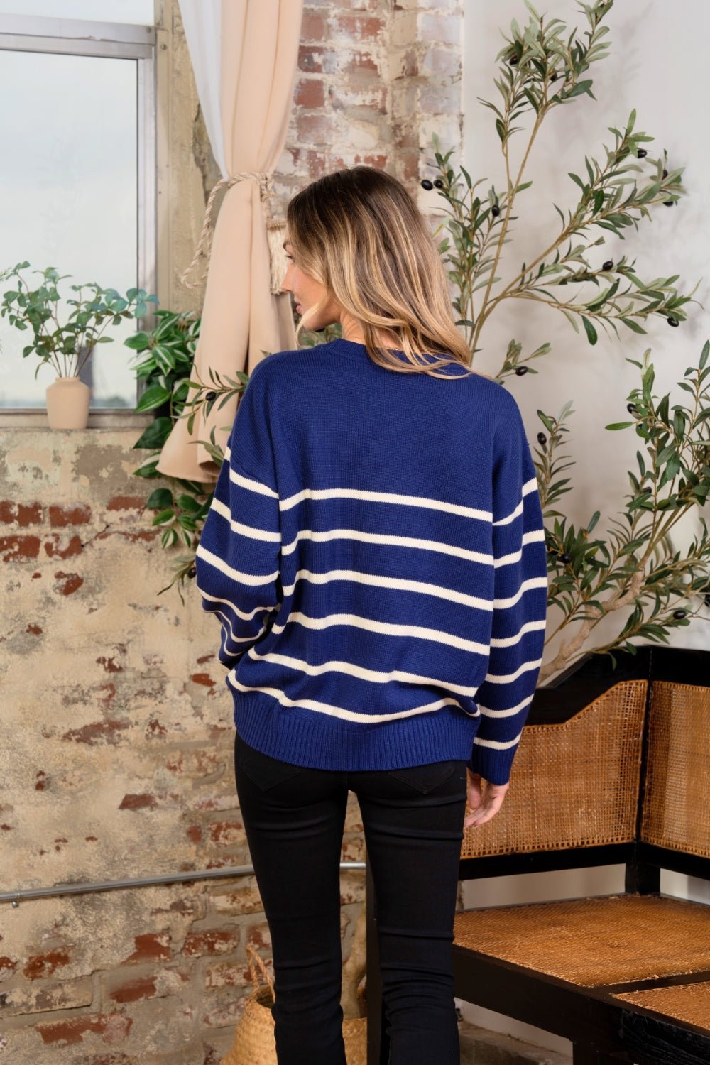 Sew In Love - Striped Sweater in Navy Ivory